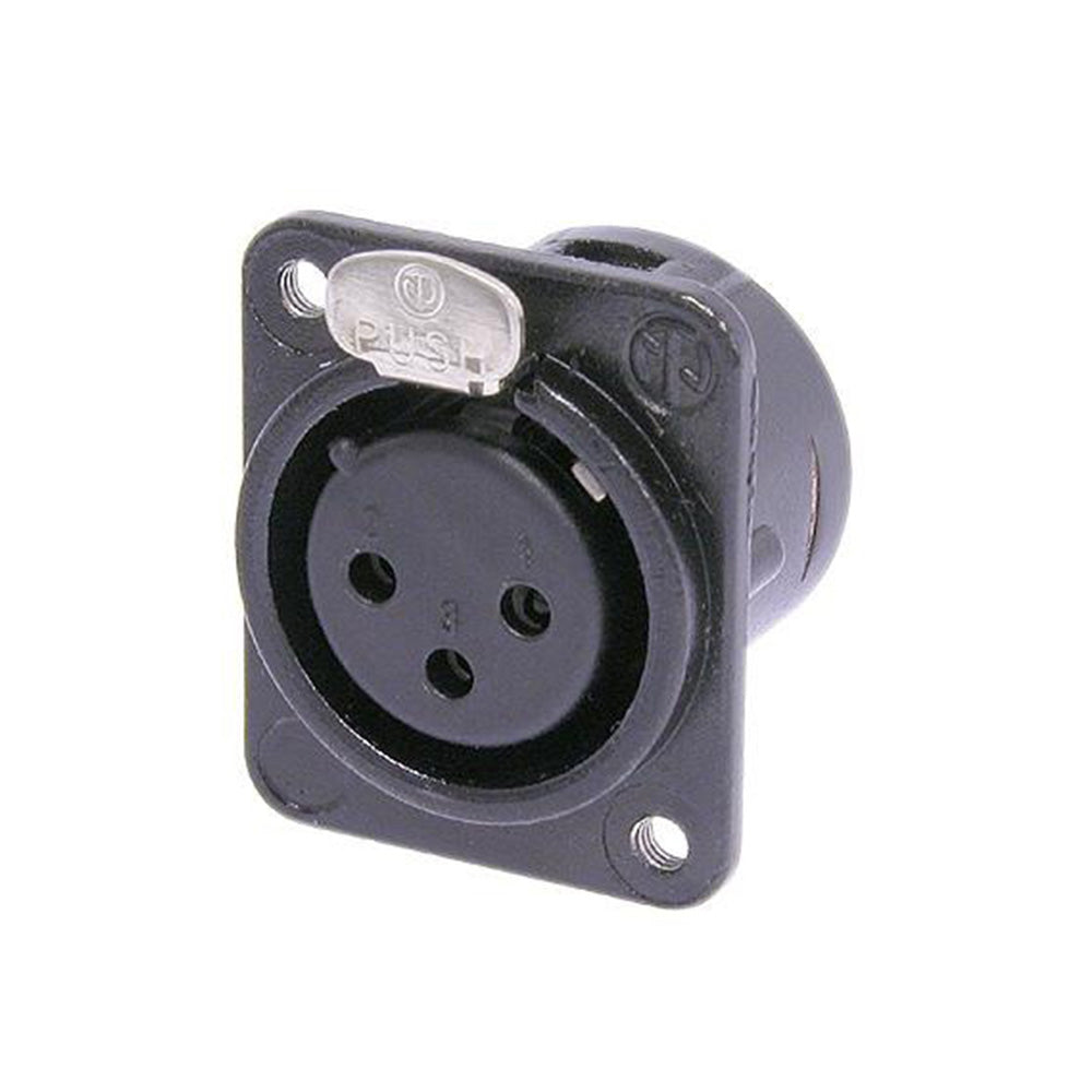 Neutrik NC3FDM3LBAG-1 Female D Series Mount XLR Connector (Black/Silver Contacts)