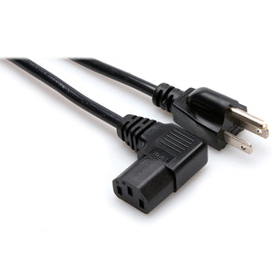 Hosa PWC-141.5R Power Cord, Right-angle IEC C13 to NEMA 5-15P, 1.5 feet