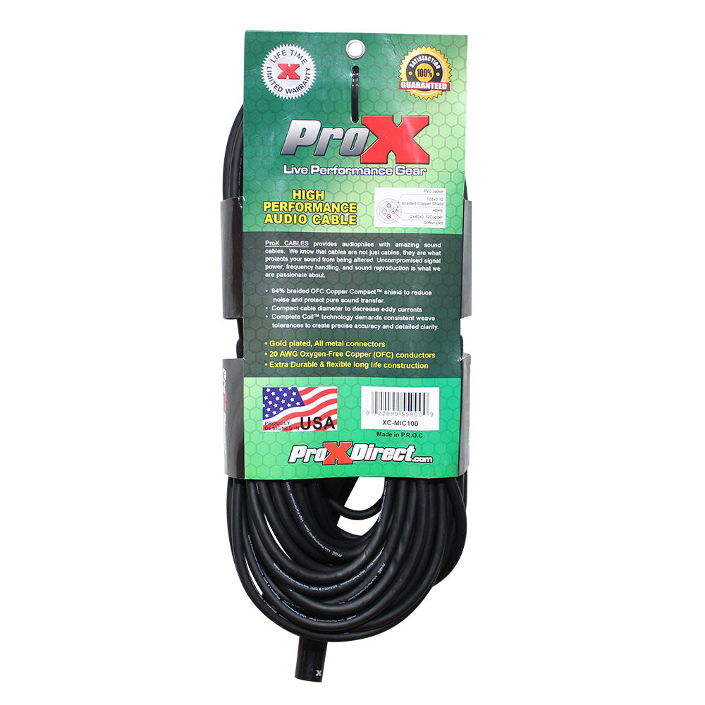 ProX XC-MIC100 100 Ft. Balanced XLR-F to XLR-M High Performance Microphone Cable