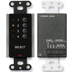 RDL DB-RC4RU 4-Channel Remote Source Selector for RACK-UP (Black) - Custom Engraving Option