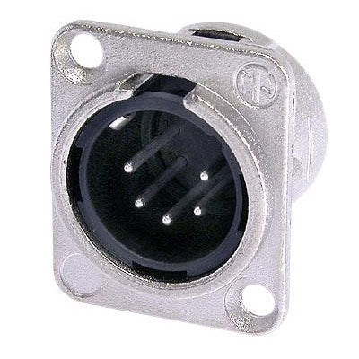 Neutrik NC5MD-L-1 DL1 Series 5 Pin Male Panel Mount Receptacle - Nickel/Silver