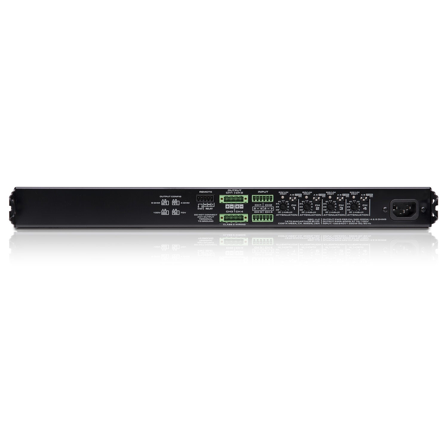 QSC MP-A40V Four-Channel Hi-Z/Low-Z Install Power Amplifier
