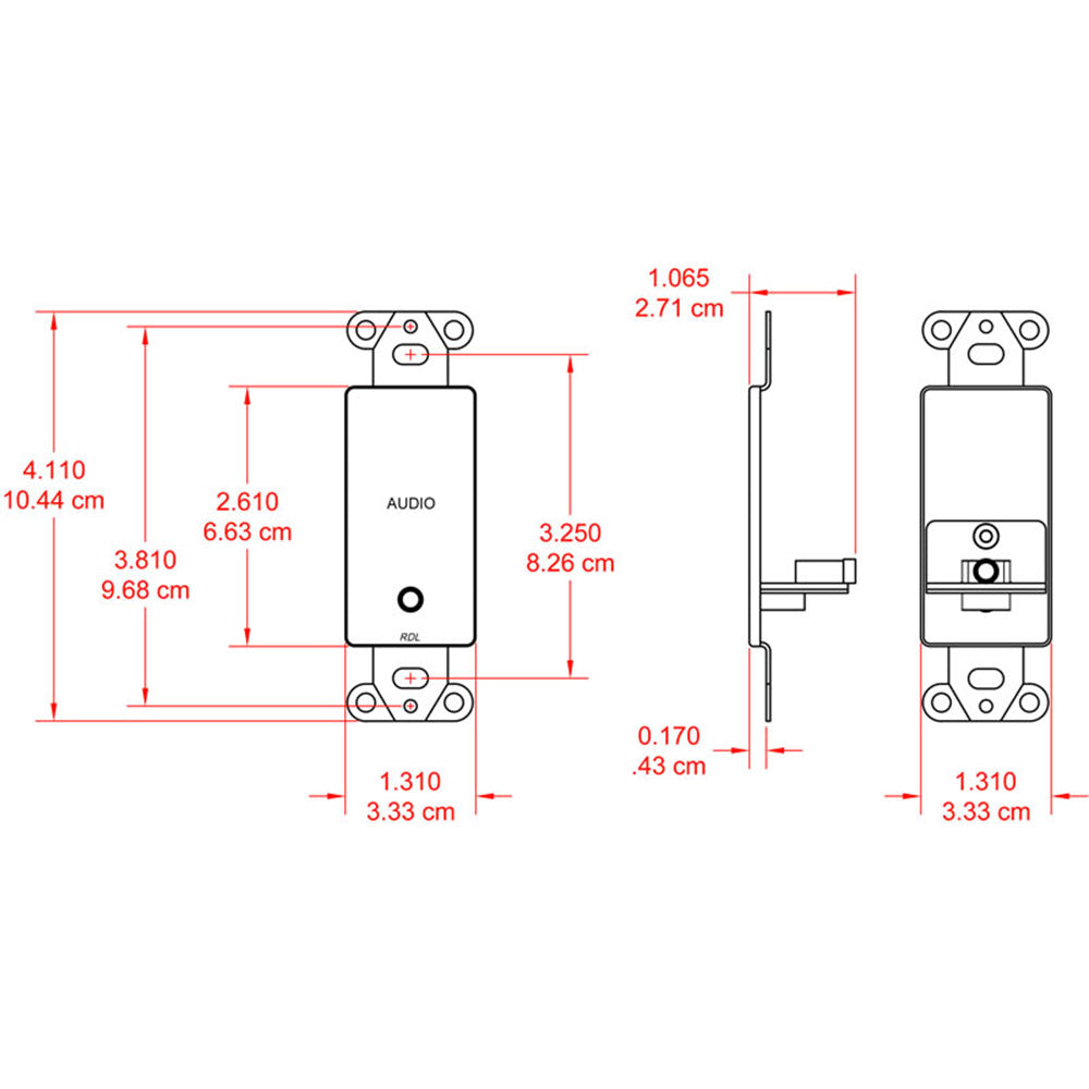 RDL DS-MJPT Mini-Jack Pass-Through Plate (Stainless) - Custom Engraving Option