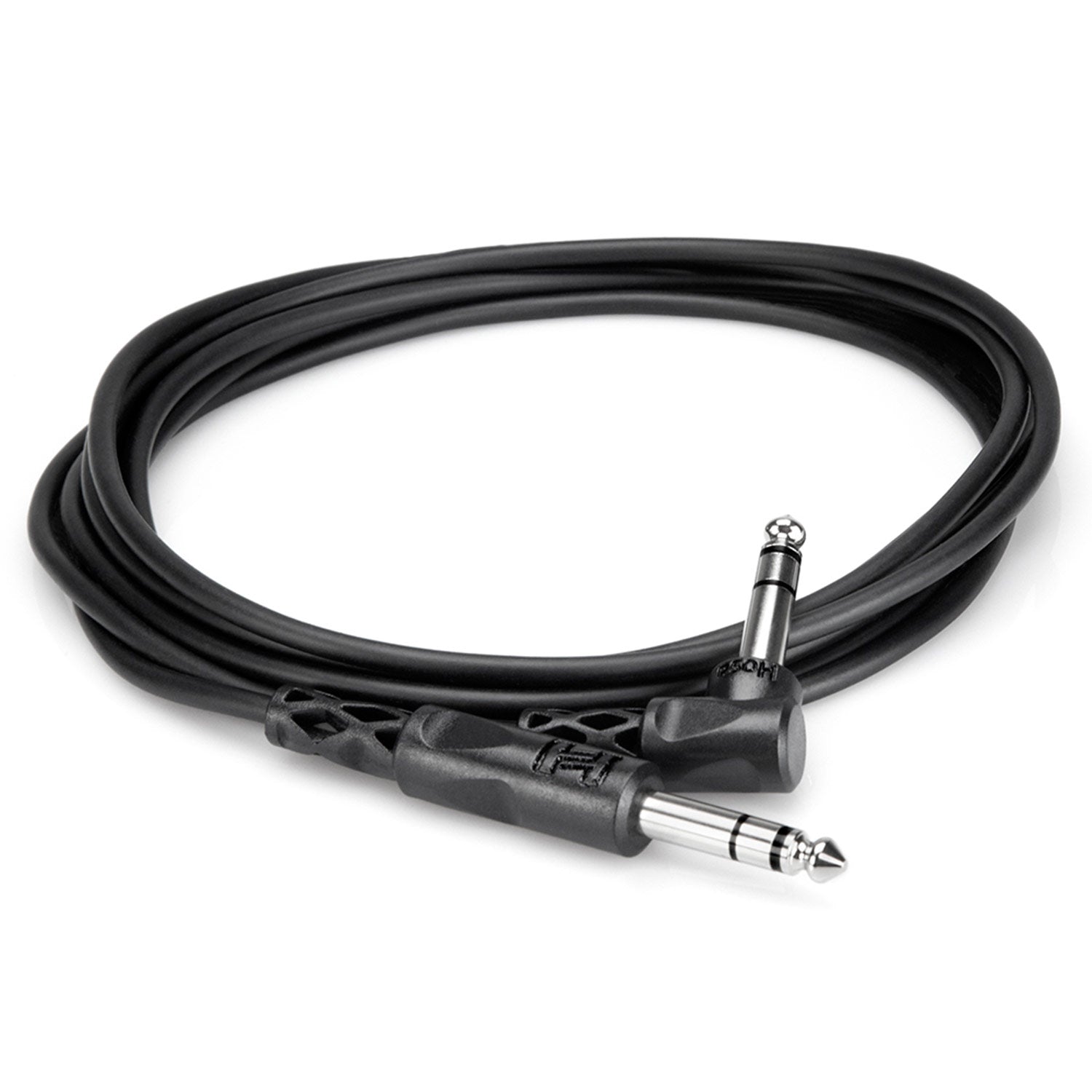 Hosa CSS-115R Balanced Interconnect, 1/4 in TRS to Right-angle 1/4 in TRS, 15 feet