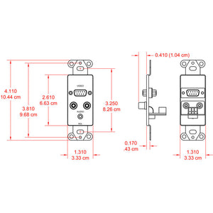 RDL DS-AVM4 Audio/Video Decora Jack Panel - Stainless - DB15, Phono, Mini