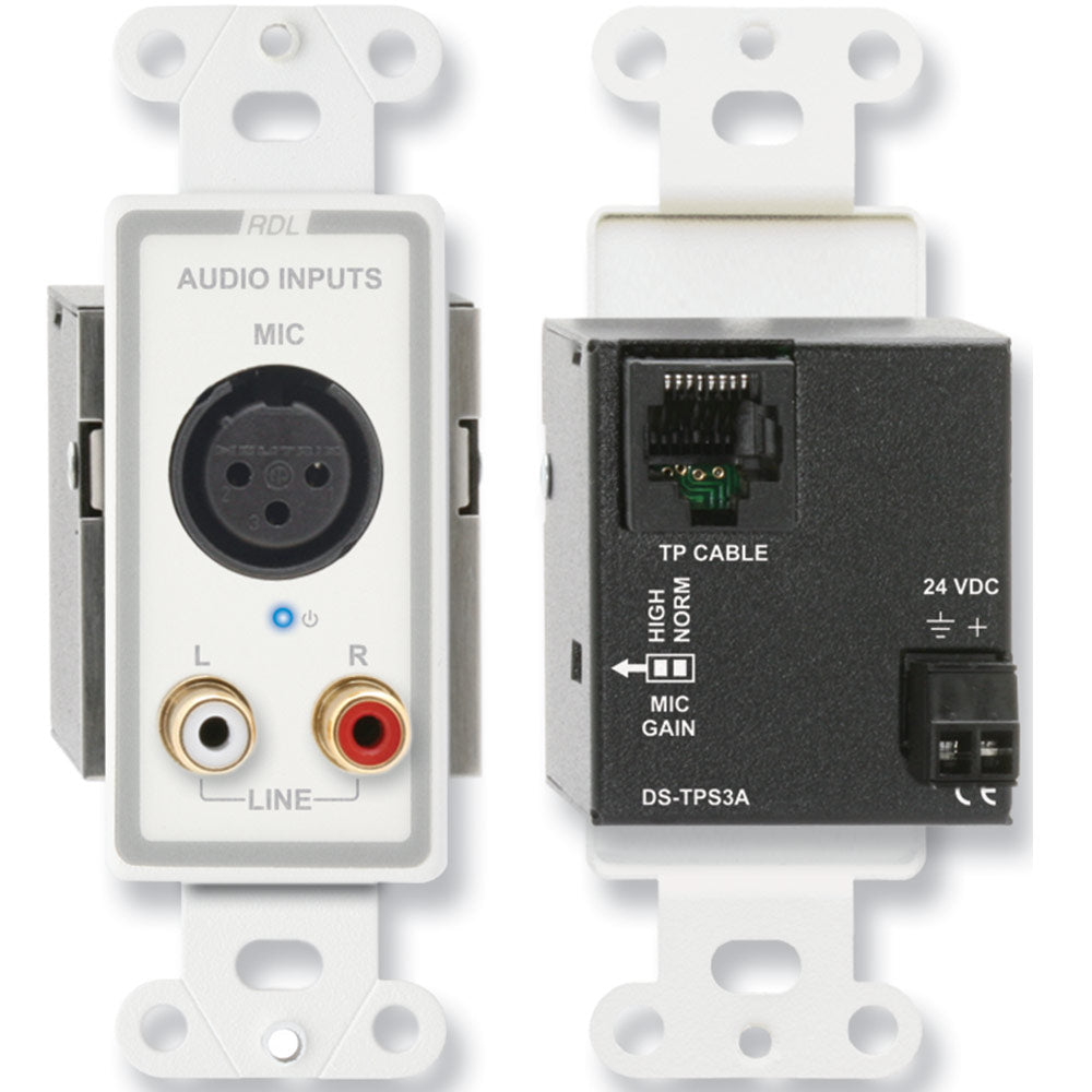 RDL D-TPS3A Decora Mount Active Format-A Sender - XLR/RCA Input (White)