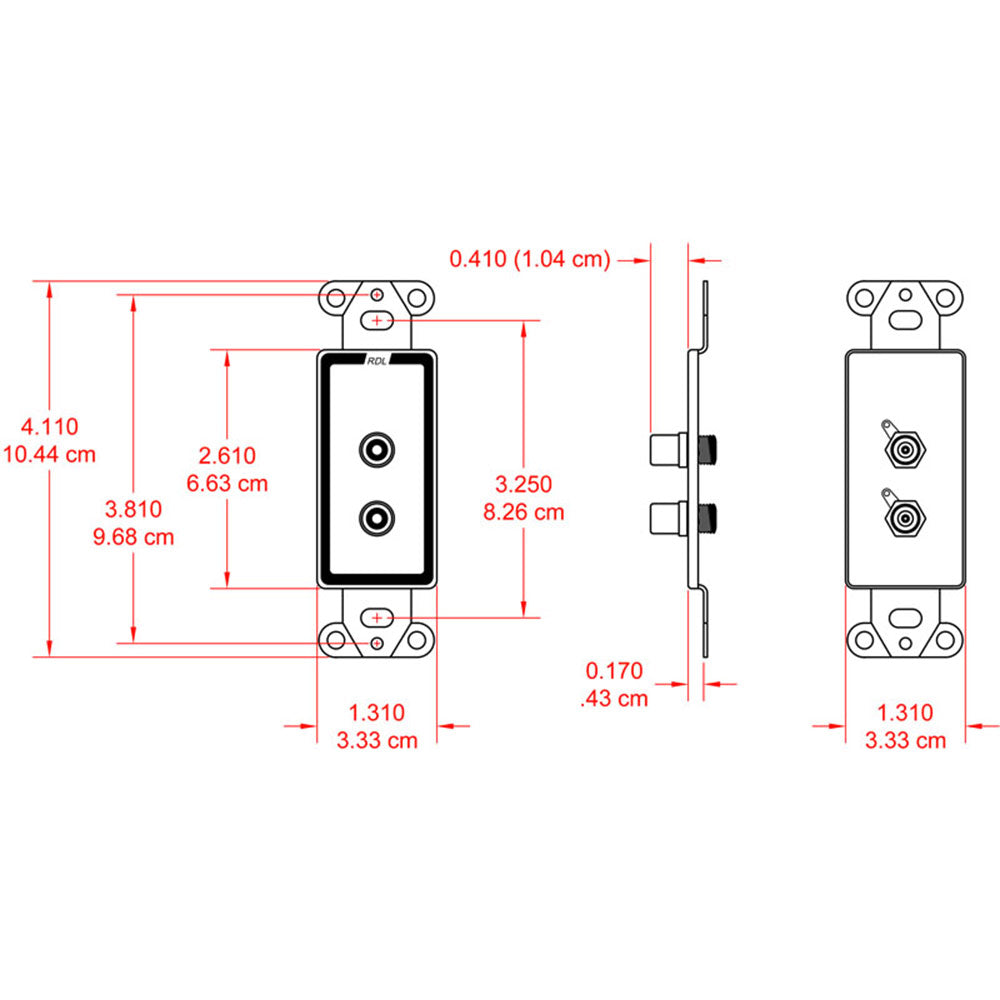 RDL D-PHN2 Dual Phono Jacks on D Plate - Solder type - Custom Engraving Option