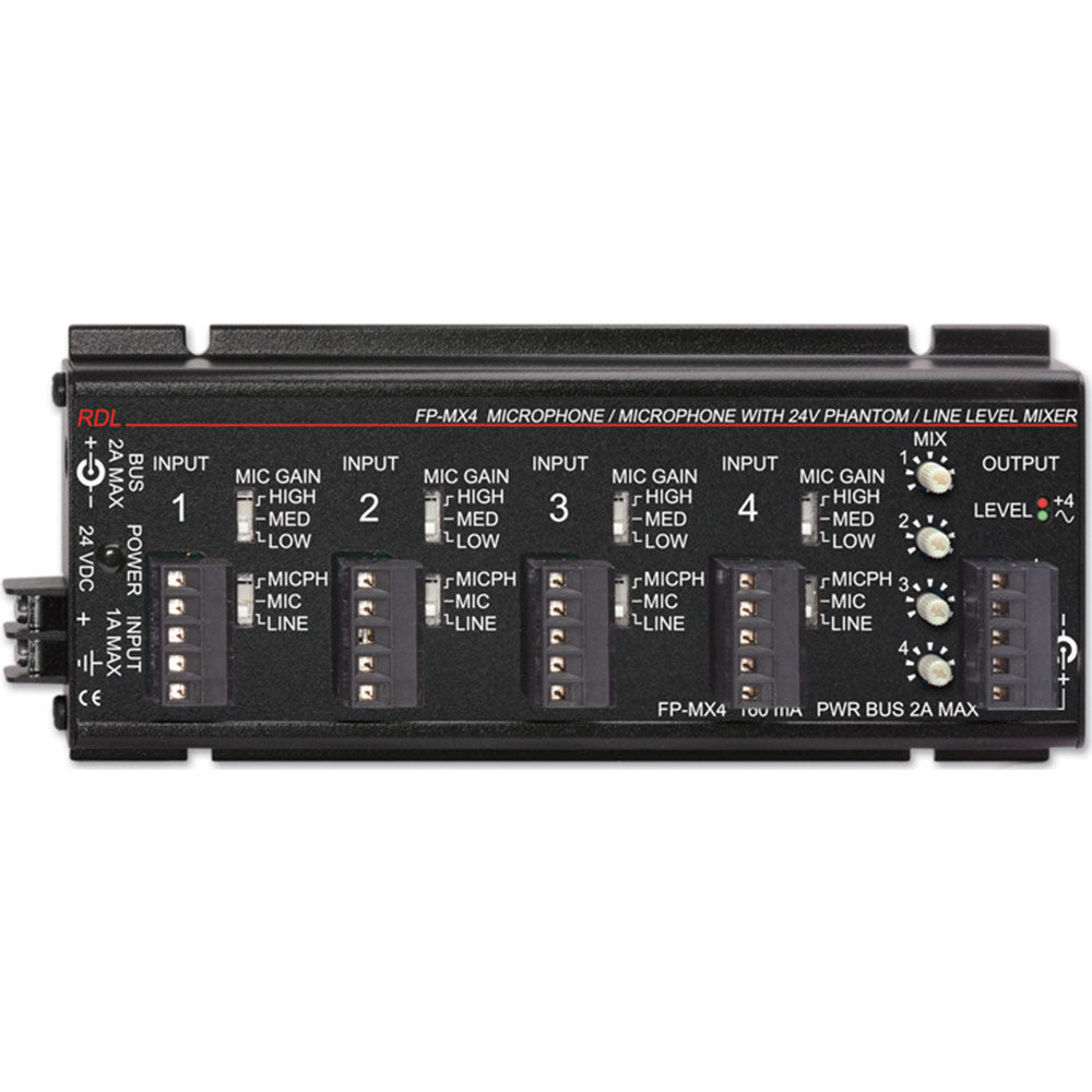 RDL FP-MX4 4 Mic or Line Input Mixer - Mic and Line Out