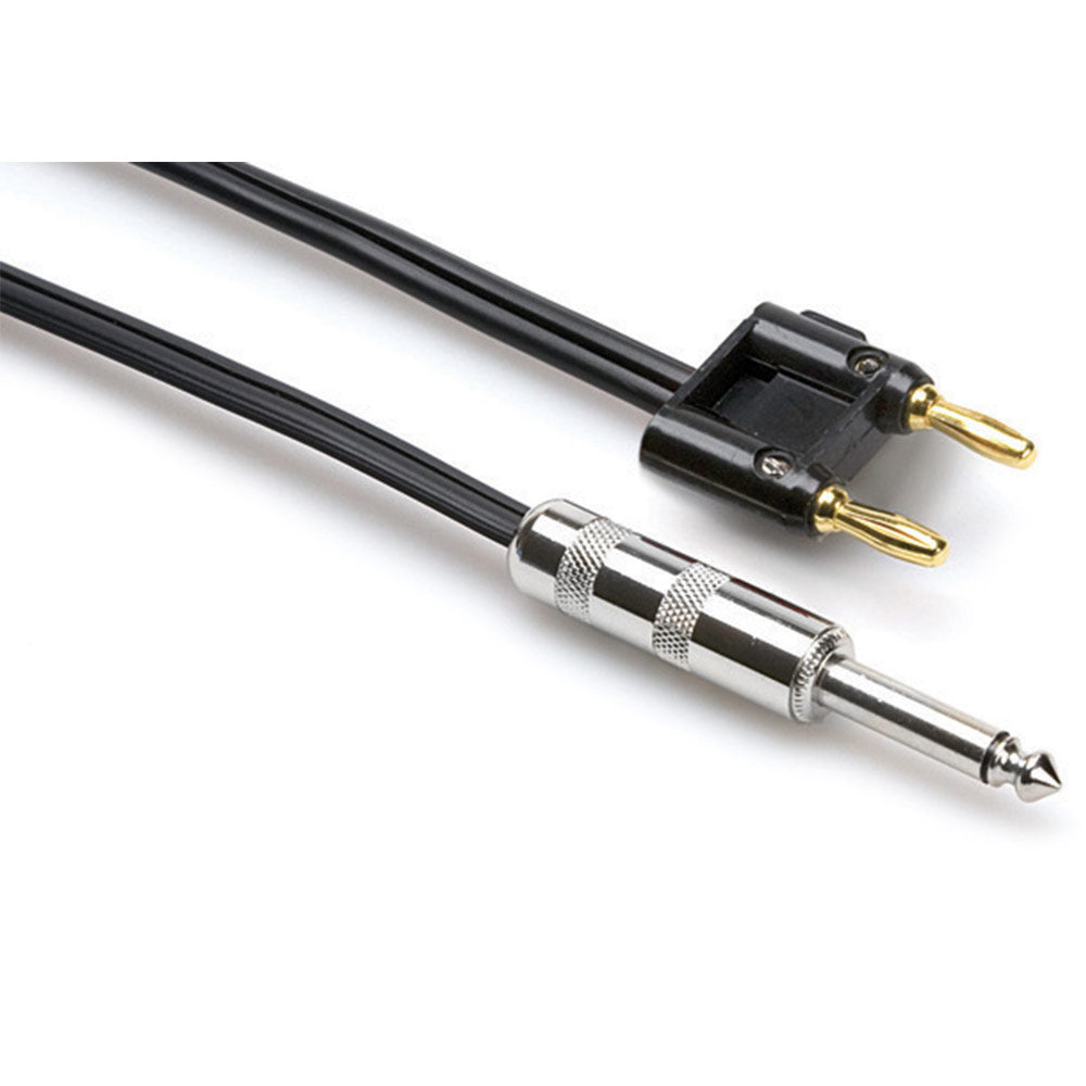 Hosa SKZ-605BN Speaker Cable, Hosa 1/4 inch TS to Dual Banana, Black Zip, 5 feet