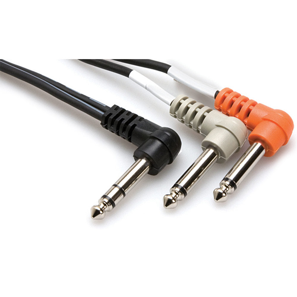 Hosa STP-201RR Insert Cable, Right-angle 1/4 inch TRS to Dual Right-angle 1/4 inch TS, 3.3 feet