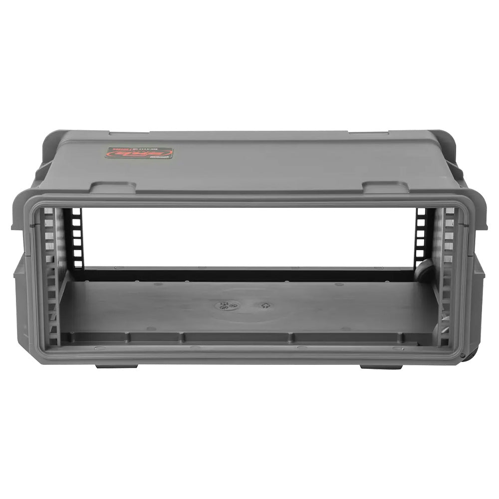 SKB 3i-4U11G-W - 4-Space Molded Rack Case with Wheels (Gray / ATA Overhead Bin Sized)