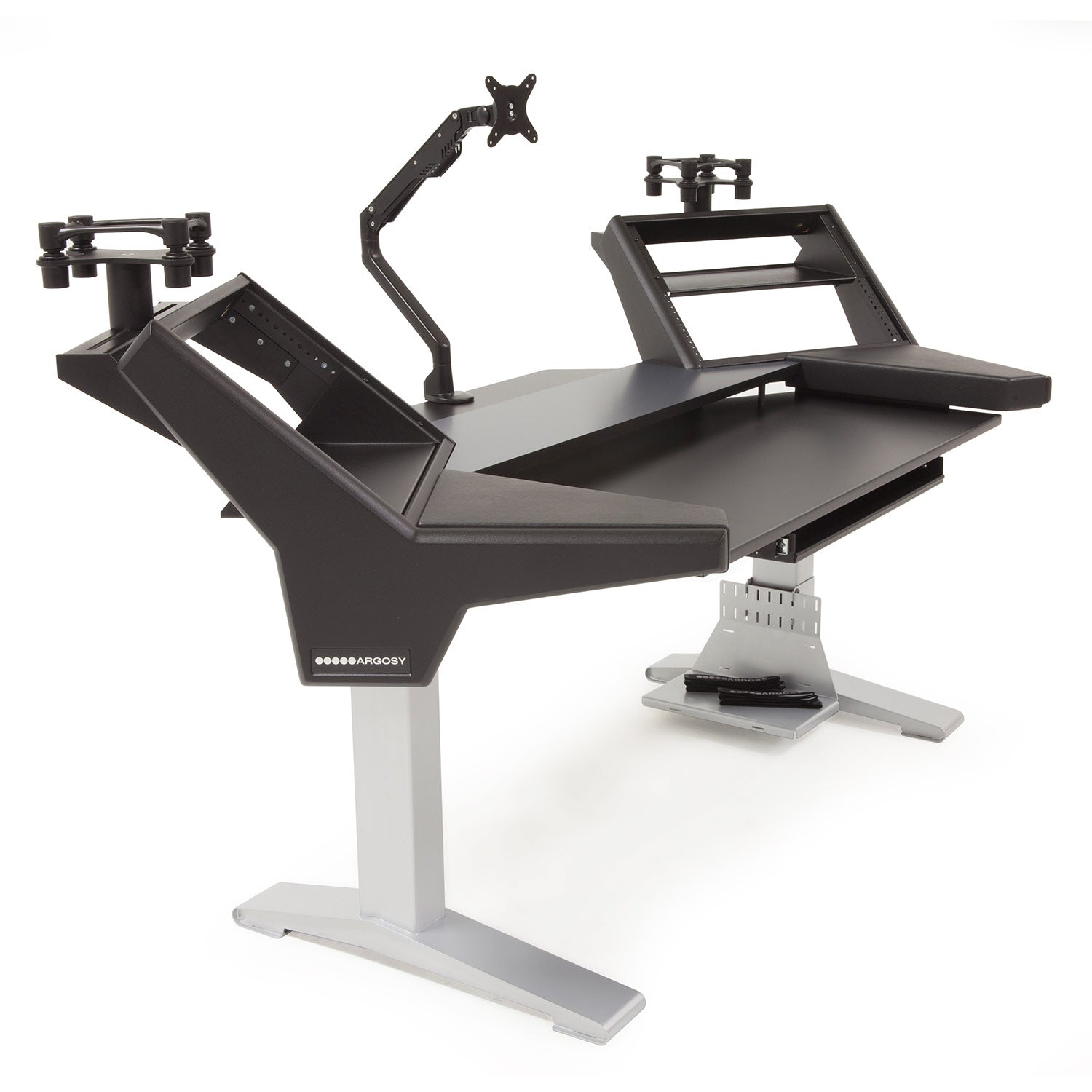 Argosy HALO-K-XC-B-S Halo K Ultimate-Halo K,2 Shelves,Pr. 160 Spkr Platforms,Kybrd Try,D8 Monitor Arm, Cpu Shelf