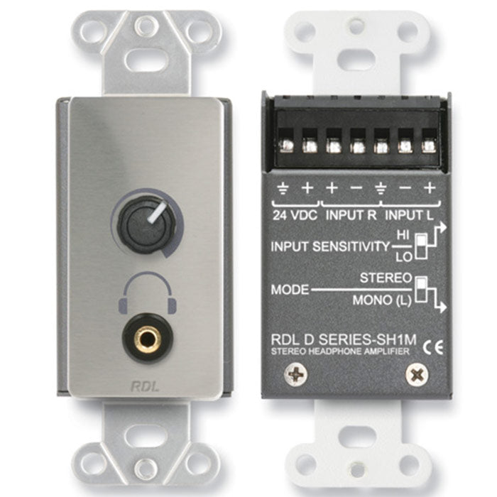 RDL DS-SH1M  Stereo Headphone Amplifier - Stainless Decora panel with user level control