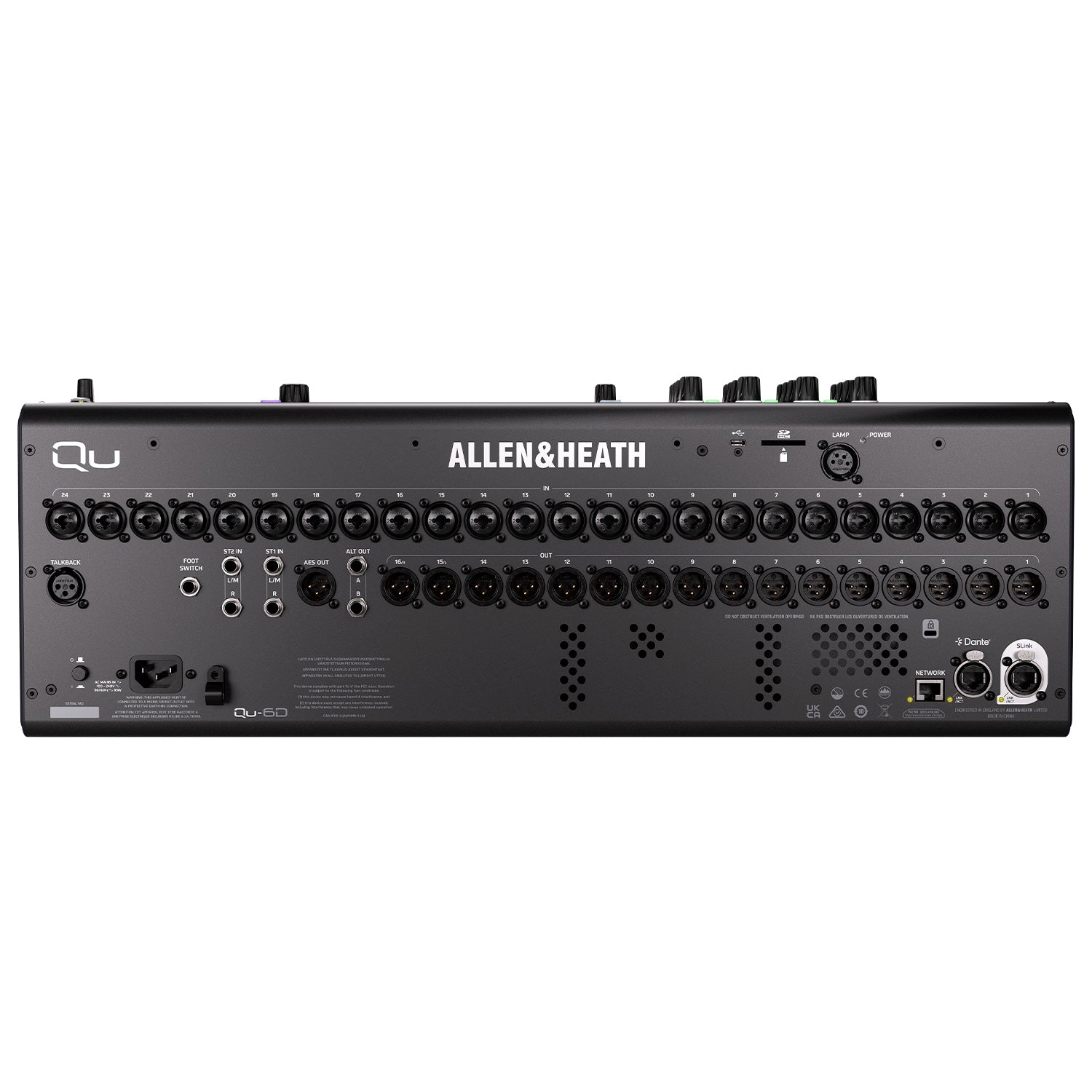 Allen and Heath Qu-6D - 24+1 Fader 38-Input Digital Mixer with Dante