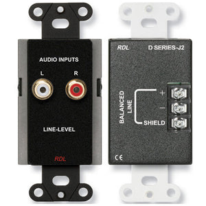 RDL DB-J2 RCA Line Input Assembly in Decora Wall Plate