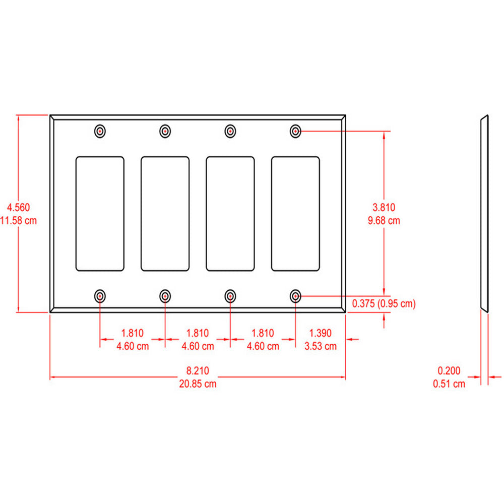 RDL CP-4B Quad Gang Decora Cover Plate (Black)