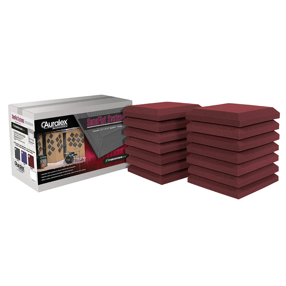 Auralex Elite SonoFlat 1x1 Foot Absorption Panel (Burgundy, Box of 14)