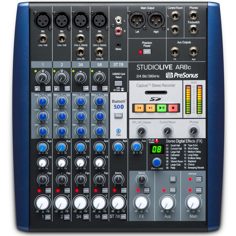 PreSonus StudioLive AR8c: 8-Channel USB-C Compatible Audio Interface/Analog Mixer/Stereo SD Recorder