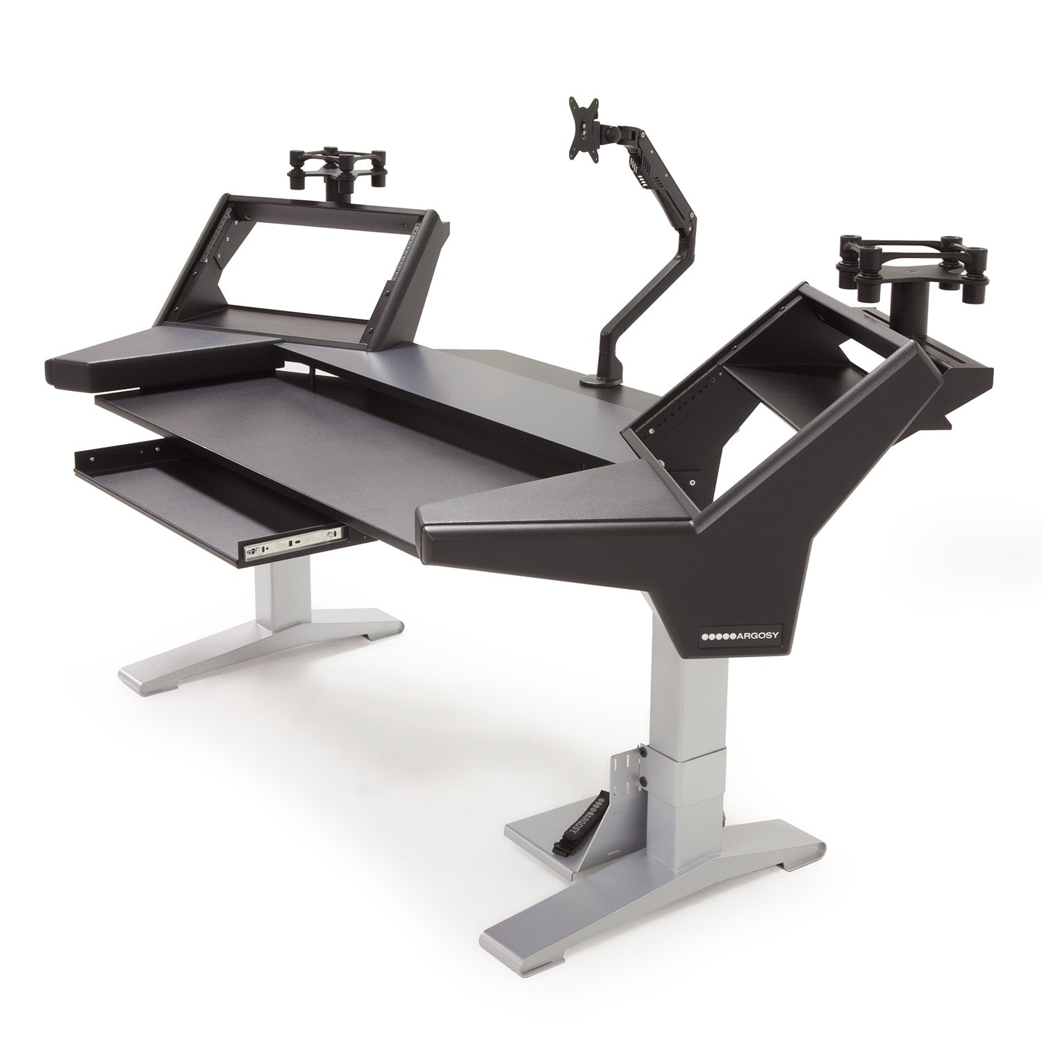 Argosy HALO-K-XC-B-S Halo K Ultimate-Halo K,2 Shelves,Pr. 160 Spkr Platforms,Kybrd Try,D8 Monitor Arm, Cpu Shelf