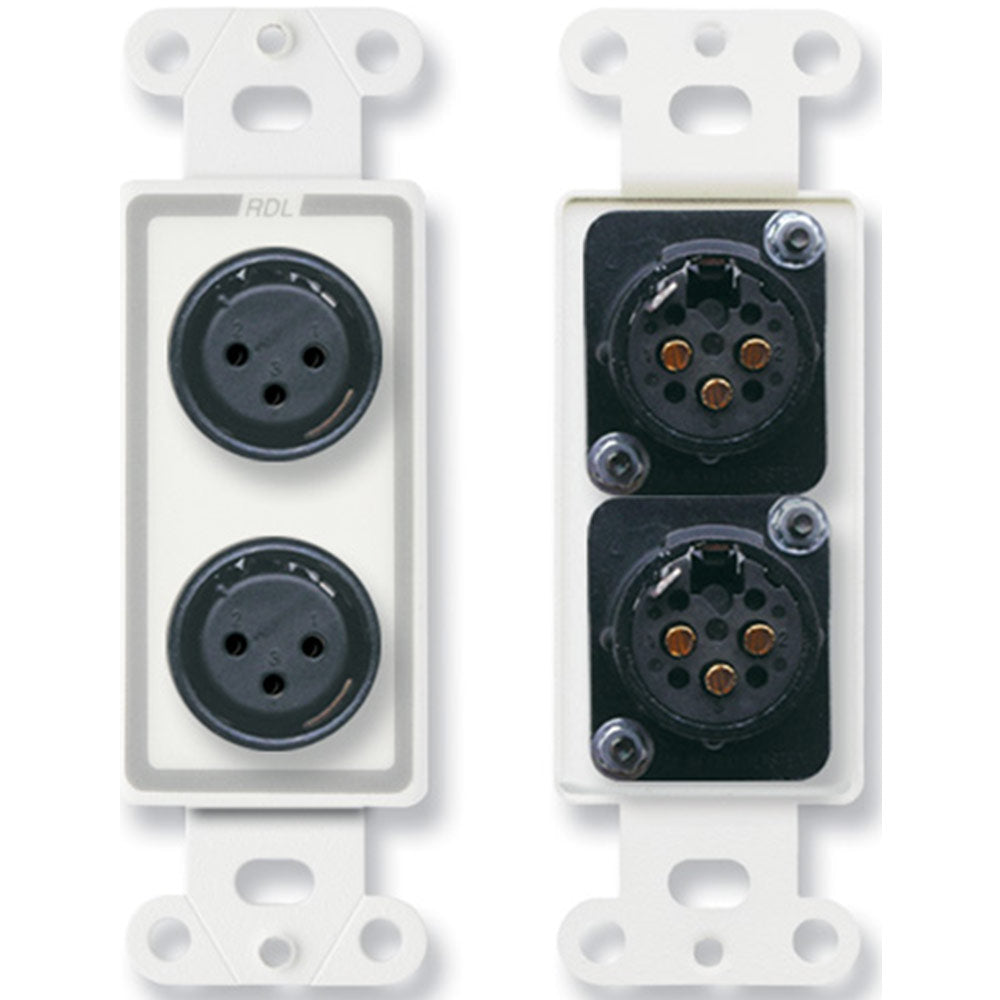 RDL D-XLR2F Dual XLR 3-pin Female Jacks on D Plate - Terminal Block