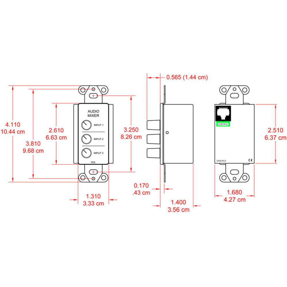 RDL DS-RC3 Remote Audio Mixing Control - Stainless