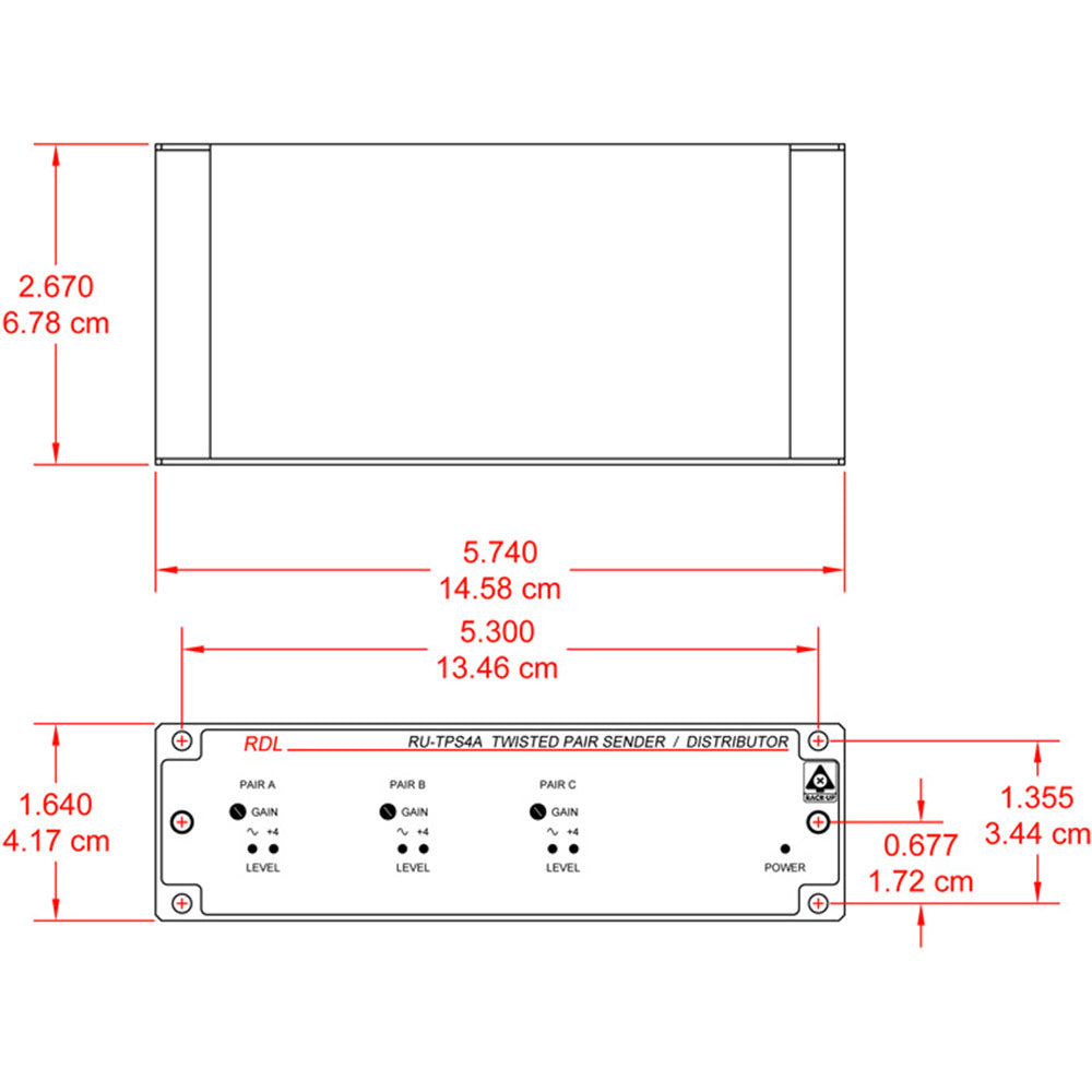 RDL RU-TPS4A Active Sender / Distributor - Twisted Pair Format-A - 3 audio inputs to Four outputs