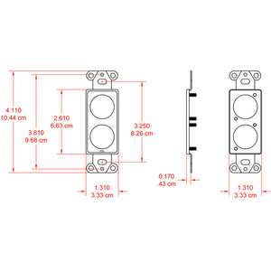 RDL DB-D2 Double Wall Plate for D-Series Connectors (Black) - Custom Engraving Option