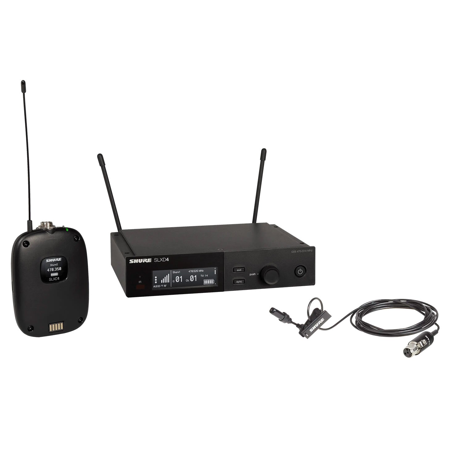 Shure SLXD14/UL4B - Wireless System with SLXD1 Bodypack and UL4B Lavalier Microphone (G58 Band / 470-514 MHz)
