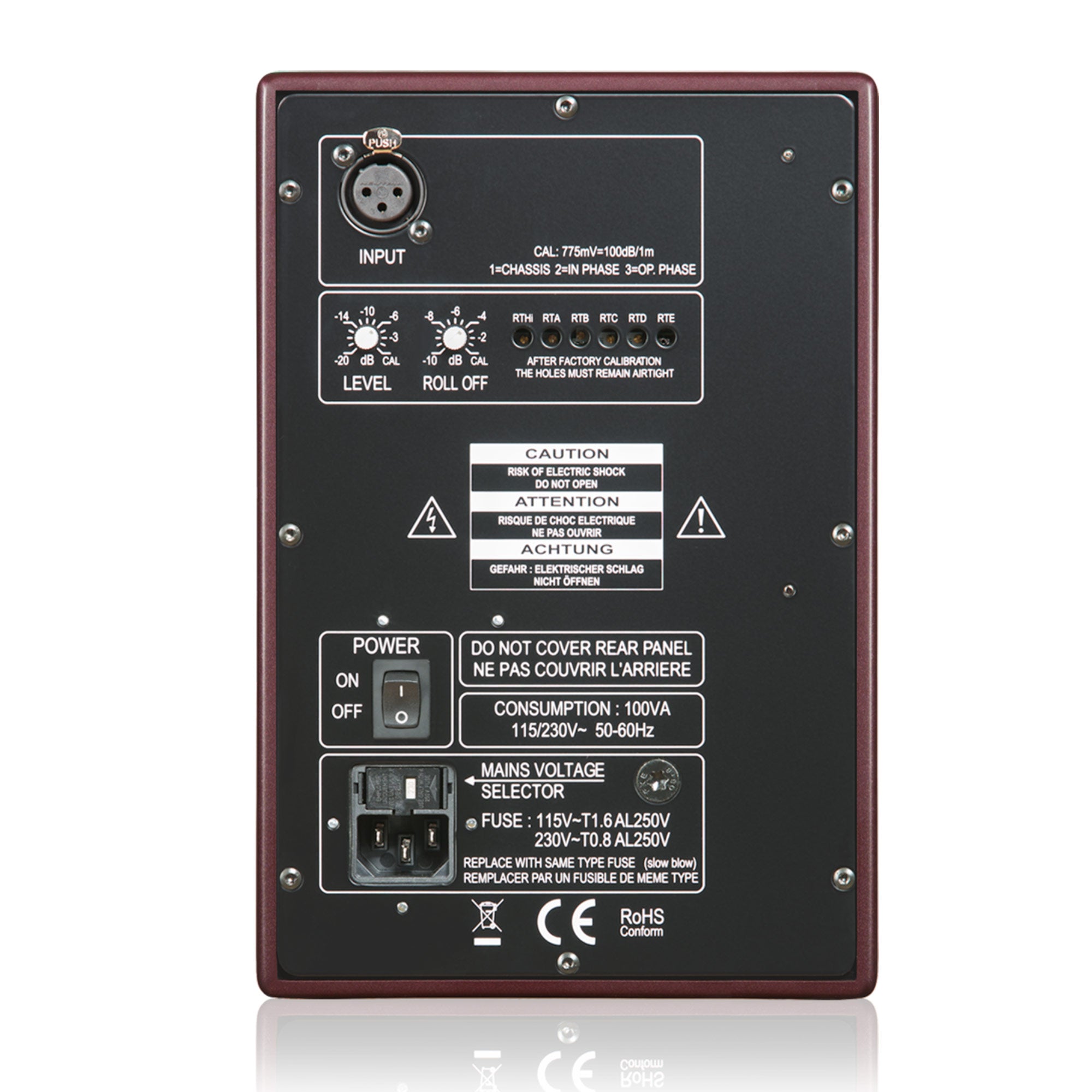 PSI Audio A14-M Broadcast - Compact Two-Way Studio Monitor with Bracket (Red)