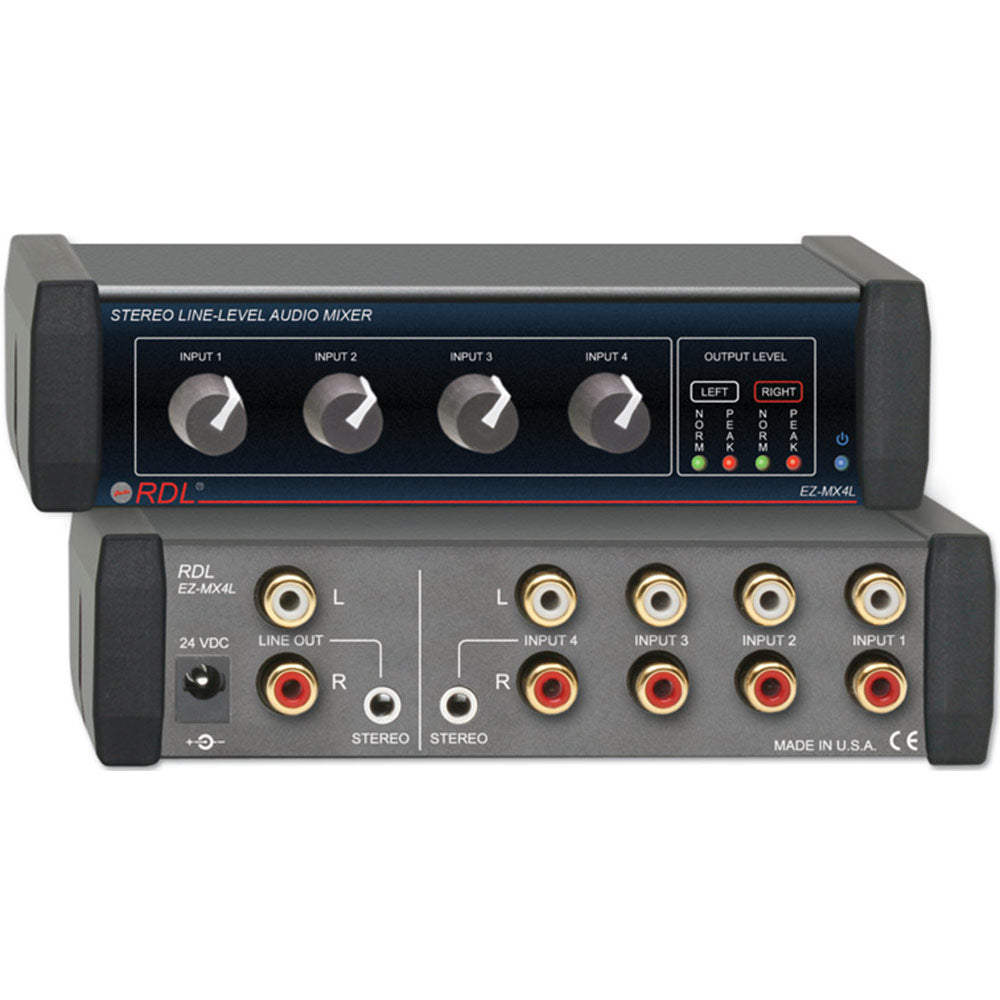 RDL EZ-MX4L Stereo Line-Level Audio Mixer - 4X1