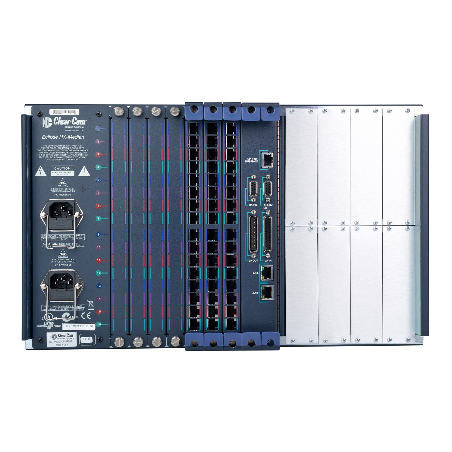 Clear-Com ECLIPSE-HX-MEDIAN-48P - Eclipse HX Median Modular Intercom Frame (48 Analog Ports / 2 CPU)