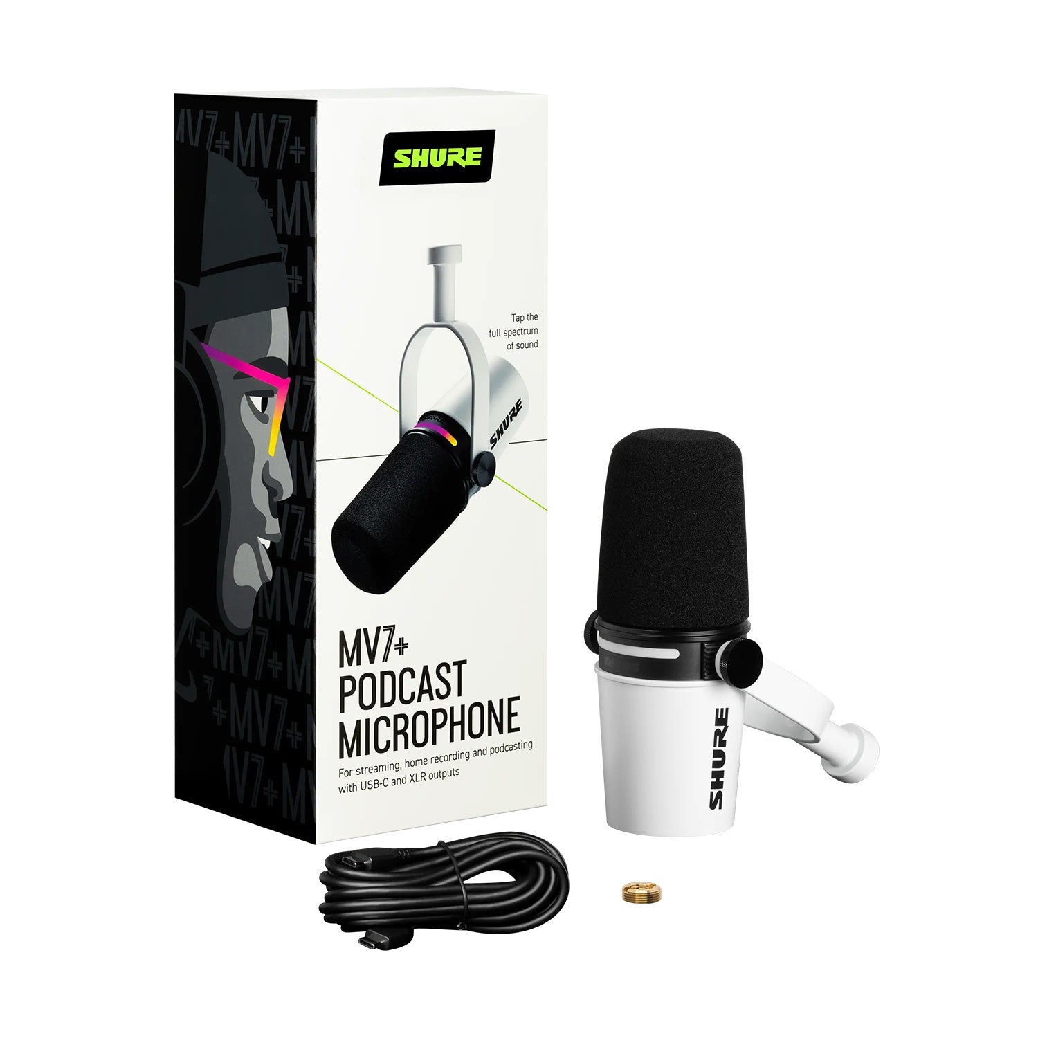 Shure MV7 Plus - Podcasting and Broadcast Microphone (White)