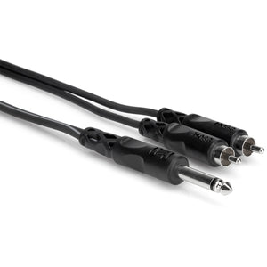 Hosa CYR-102 Y Cable, 1/4 inch TS to Dual RCA, 6.6 feet