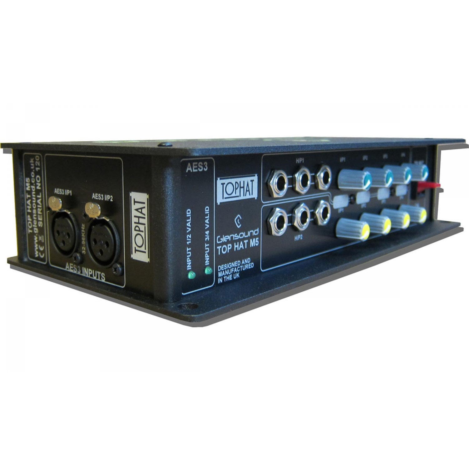 Glensound Top Hat M5 - 4 input battery powered twin headphone amp AES3 & Analogue in & TB Mic amp