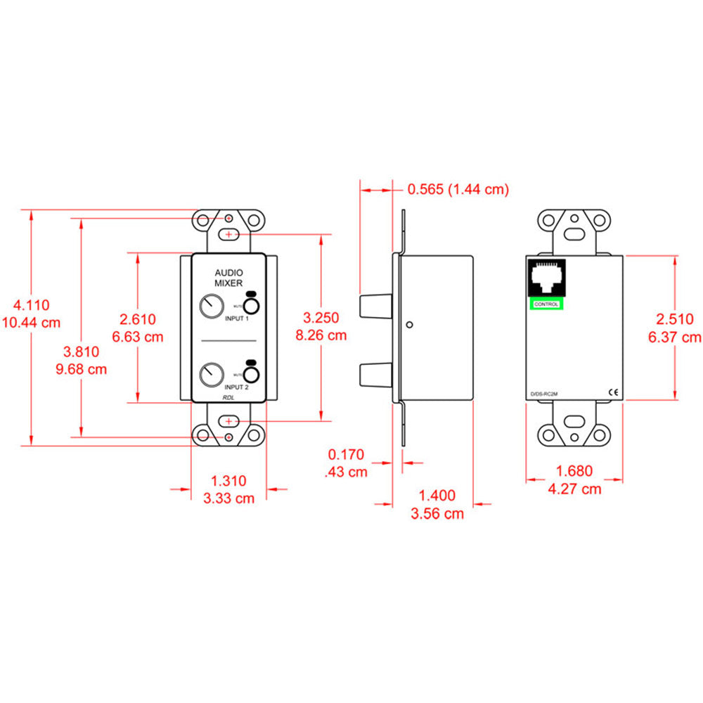 RDL DS-RC2M Remote Audio Mixing Control with Muting (Stainless) - Custom Engraving Option