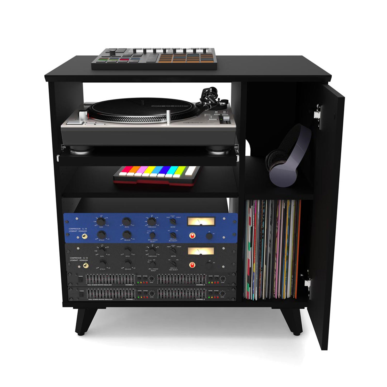 Glorious Modular Side Rack - Extension for Sound Desk or Workbench Workstations (Black)