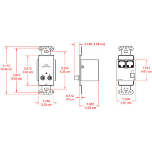 RDL DS-TPR2A Active 2-Pair Receiver, Format-A, Steel, stereo phono output - Custom Engraving Option