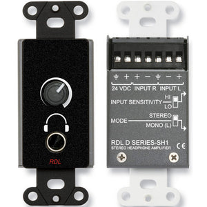 RDL DB-SH1 Decora Mount Stereo Headphone Amp w/ Volume Control (Blk) - Custom Engraving Option