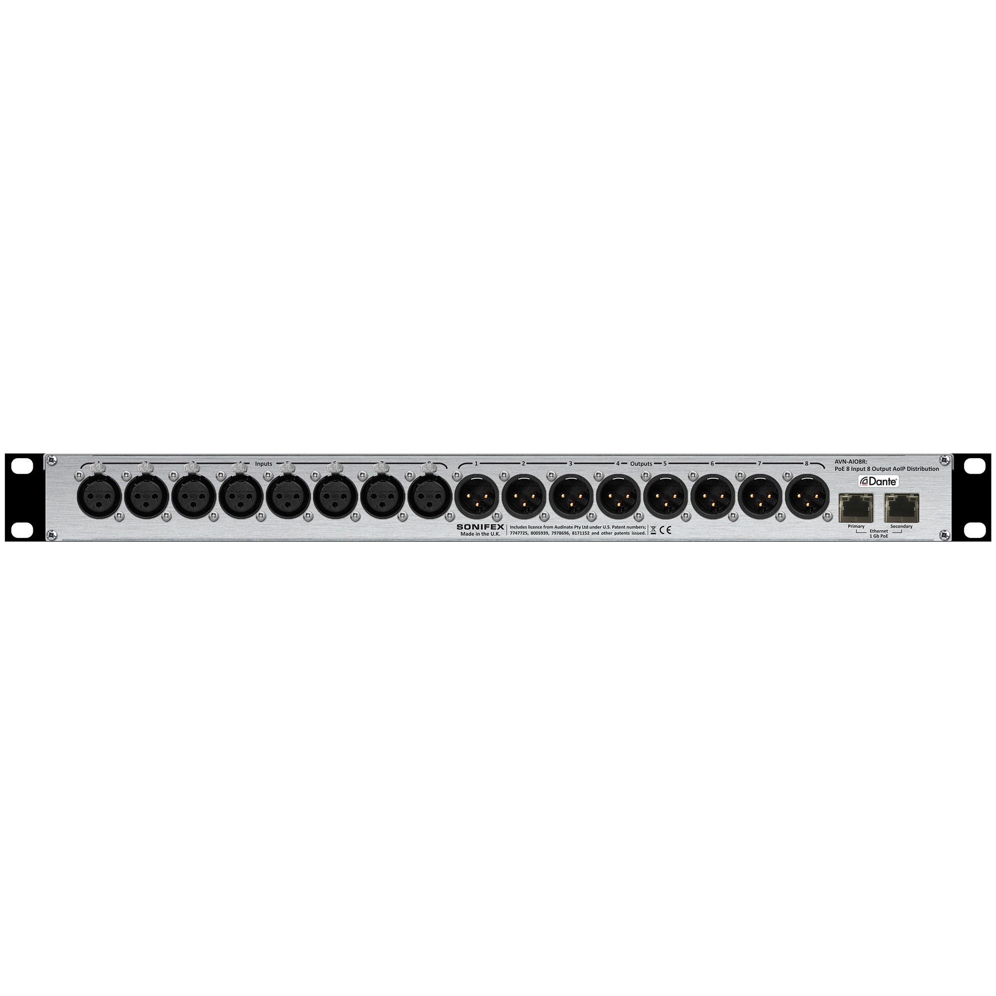 Sonifex AVN-AIO8R 8 Input, 8 Output, Dual Dante Interface, PoE