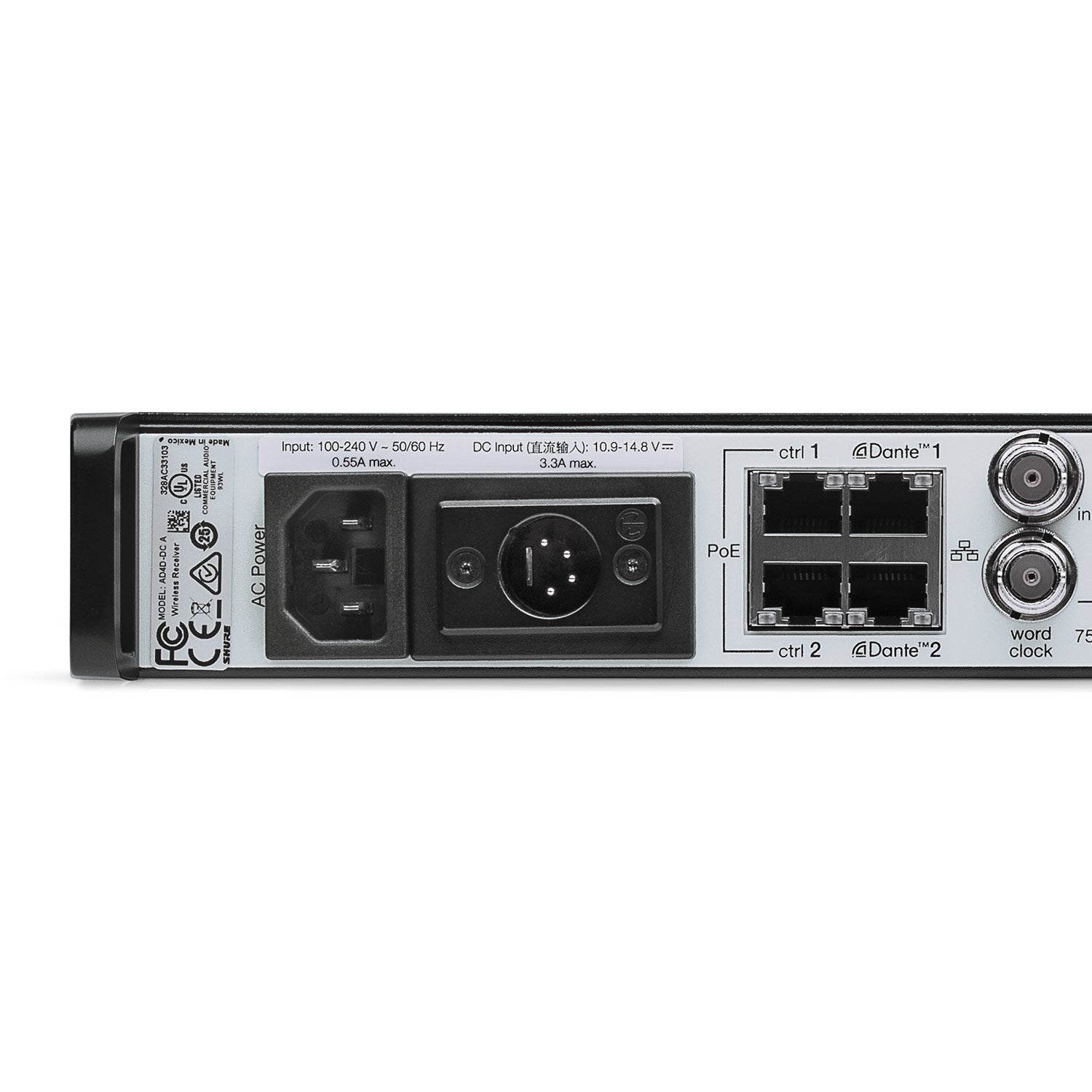 Shure AD4Q-DC Axient Digital Quad-Channel Receiver (C Band 750-960 MHz)