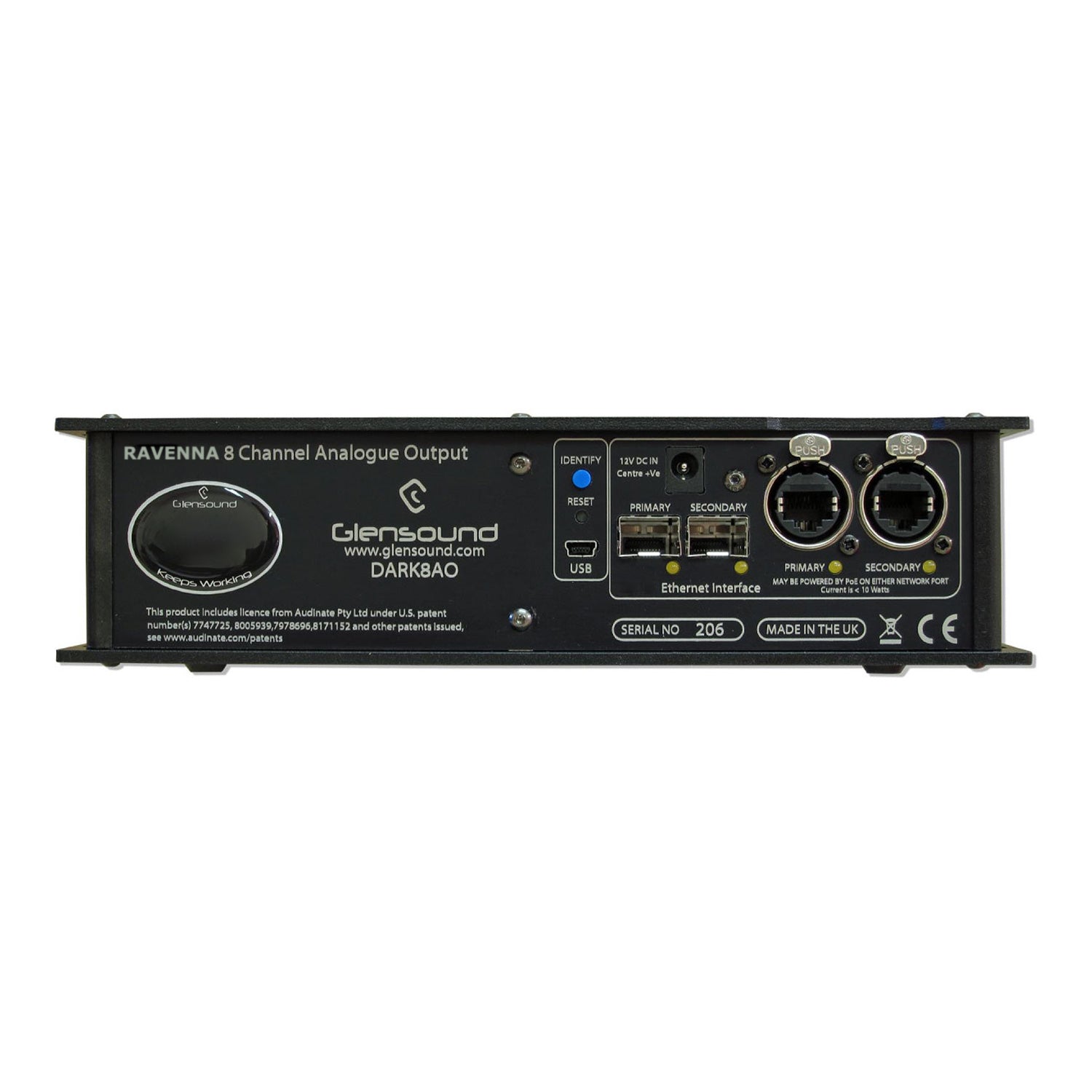 Glensound DARK8O/R - Portable 8 Channel RAVENNA Analogue Network Audio Interface