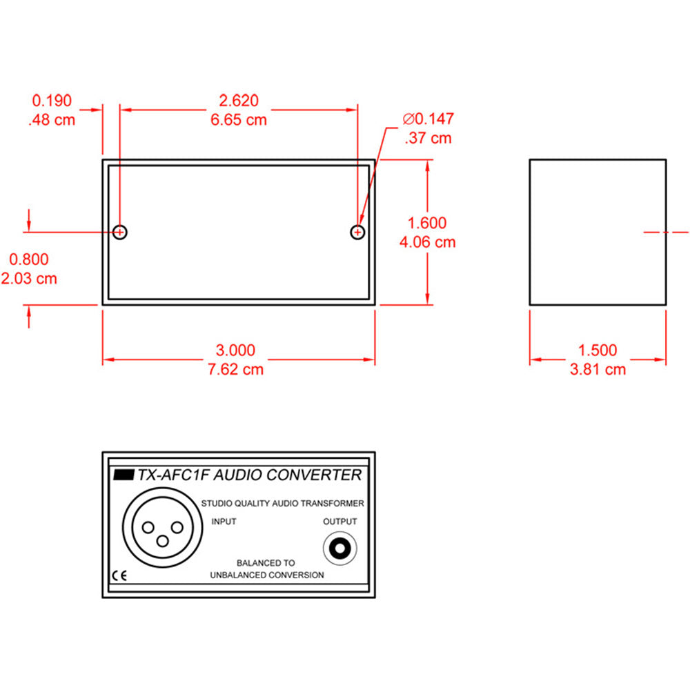 RDL TX-AFC1F Studio Quality Audio Format Converter - Balanced to Unbalanced Transformer