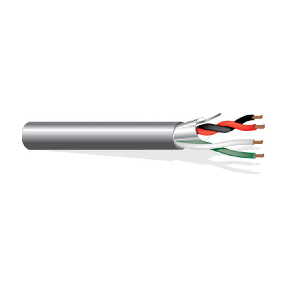 West Penn 25357BGY - 4-Conductor 22AWG Plenum Audio / Control Cable (Gray Jacket / 1000 Foot Box)