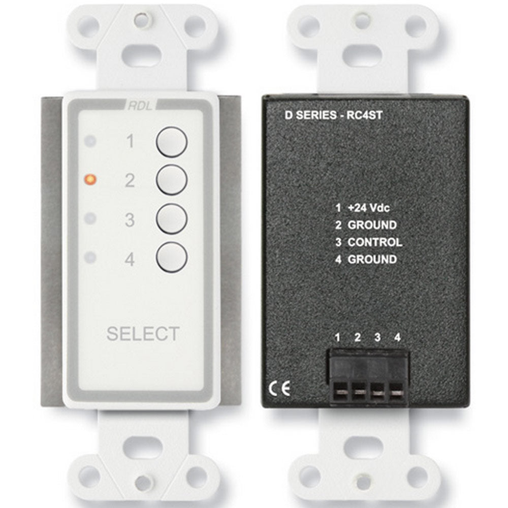 RDL D-RC4ST 4-Channel Remote Source Selector for ST-SX4 (White) - Custom Engraving Option