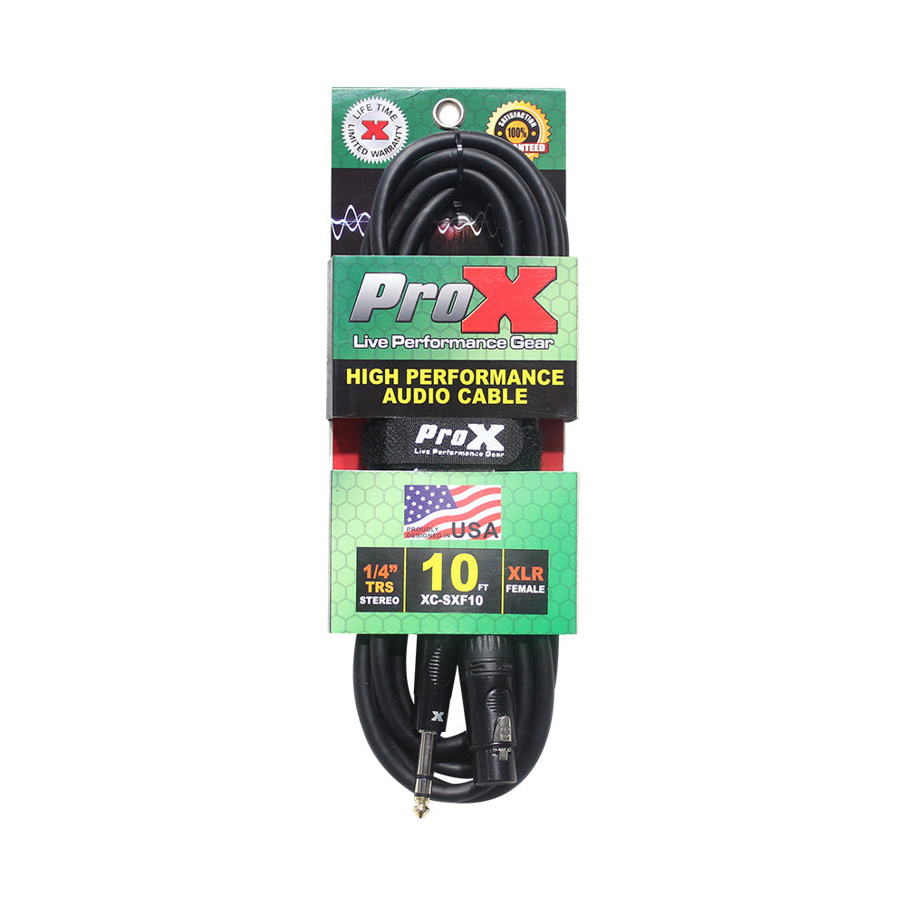 ProX XCSXF10 10FT. 1/4" TRS Balanced To XLR-F Cable