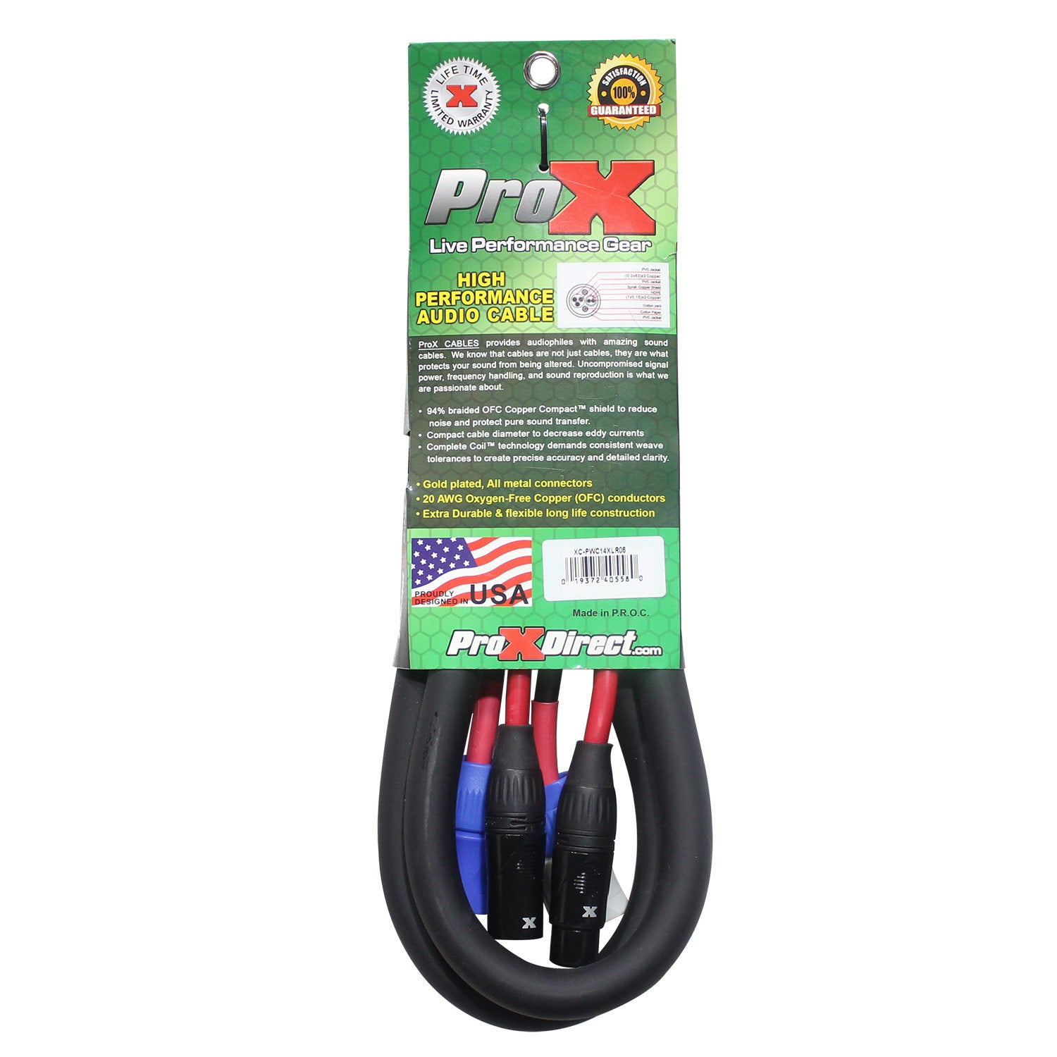 ProX XCPWC14XLR06 6FT. Jumper Powercon And XLR Link Cable