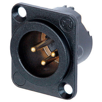 Neutrik NC3MD-LX-B DLX Series 3 Pin Male Panel Mount Receptacle - Black/Gold