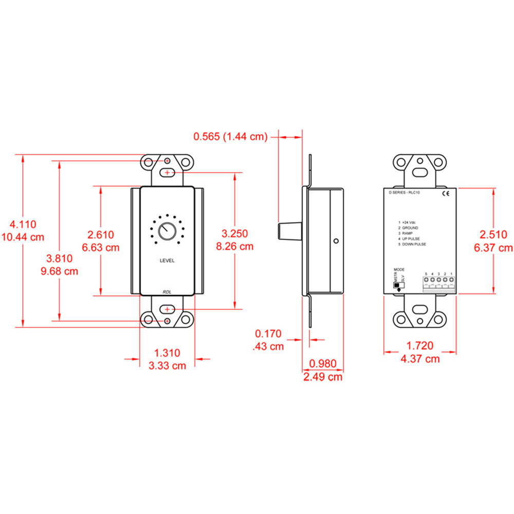 RDL DS-RLC10 Remote Level Control in Decora Wall Plate (Stainless)