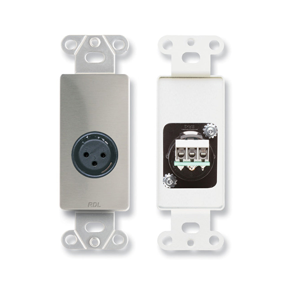 RDL DS-XLR3F - XLR 3-Pin Female Jack on Decora Wall Plate (Stainless Steel)
