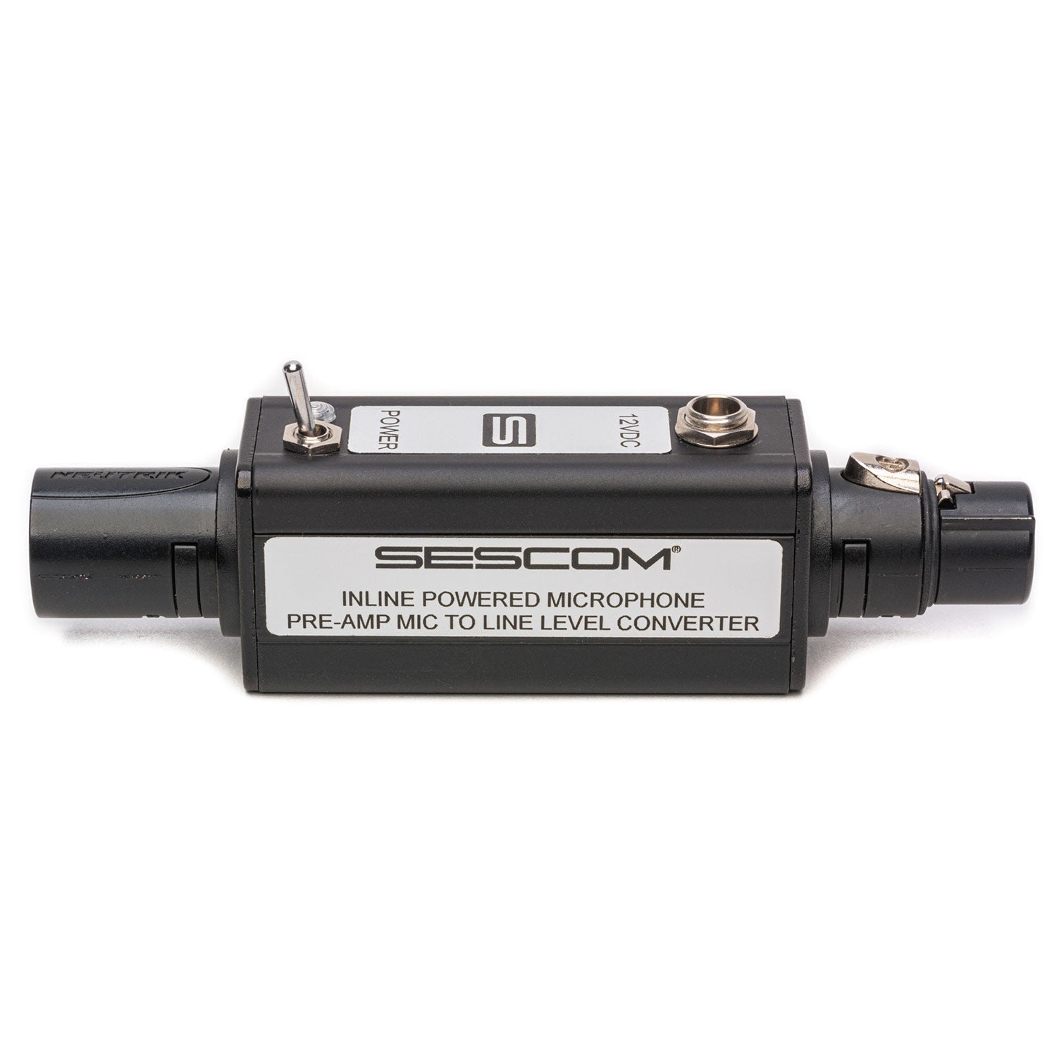 Sescom SES-IL-MICPRE Active Inline XLR Mic Preamplifier with Power Switch & Adapter